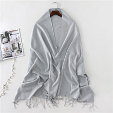 Load image into Gallery viewer, Women's Cashmere-like Solid Color 2023 Autumn and Winter Thickening Tassel Shawl Women's Big Red Scarf