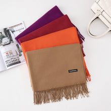 Load image into Gallery viewer, Women's Cashmere-like Solid Color 2023 Autumn and Winter Thickening Tassel Shawl Women's Big Red Scarf