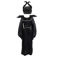 Load image into Gallery viewer, Movie Maleficent Devil Cosplay Costume Halloween Women Black Long Gown Evil Wicked Queen Gown with Horns