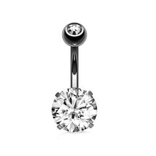 Load image into Gallery viewer, 316L Surgical Steel Belly Button Ring Bar Crystal Rhinestone Body Piercing Navel Ring Belly Ring