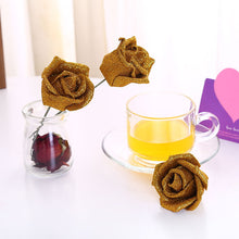 Load image into Gallery viewer, 50pcs Gold Powder Flowers Rose Perianth Simulation Gold Powder Blue Enchantress Roses