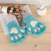 Load image into Gallery viewer, Cat Girl Open Finger Cat's Paw Warm Gloves Thickened Fluff Hand-Shaped Brush Half Finger Gloves