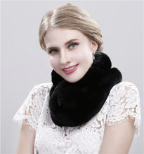 Load image into Gallery viewer, Real Rabbit Fur Scarf Women's Short Scarf Winter Warm Thickened Fur Three-Tube Big Fur Ball