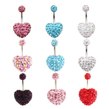 Load image into Gallery viewer, Hot Love Belly Ring Belly Ring Shambhala Full Diamond Navel Stud Piercing Jewelry