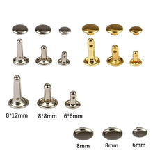 Load image into Gallery viewer, 480 Pcs Leather Rivets Double Cap Rivet Tubular Metal Studs with Punch Pliers Fixing Tools for DIY Leather Craft Rivets Rep Set