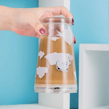 Load image into Gallery viewer, 480ml Glass Water Bottle with Straw Cartoon Clouds Straw Cup Leakproof Portable Drinking Bottle with a Sealing Cap Lid