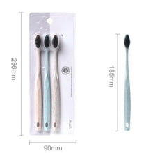 Load image into Gallery viewer, Long Charcoal Medium Soft Bristles Wheat Straw Family Combination 3 Soft Bristles Toothbrush