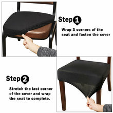 Load image into Gallery viewer, 4Pcs Stretch Elastic Dining Room Chair Seat Covers Seat Protector Universal Removable Washable Chair Seat Cushion Slipcover