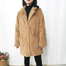 Load image into Gallery viewer, Women Mink Faux Fur Coat Solid Female Turn Down Collar Winter Warm Fake Fur Lady Coat Casual Jacket