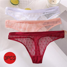 Load image into Gallery viewer, 3PCS/Set Sexy Panties Women G-String Thong Lace Underwear Pantys Low-Waist Female Underpants Mesh Perspective Briefs Lingerie