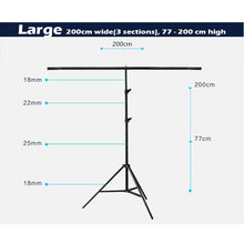 Load image into Gallery viewer, 60cm/80cm/200cm Background Photography Backdrop Aluminum Tripod Stand Holder With Cross Bar Clip