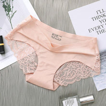Load image into Gallery viewer, Women Sexy Lace Side Underwear Seamless Breathable Hollow Briefs Solid Color Woman Nylon Low Rise Lingerie Sexy UnderwearPanties