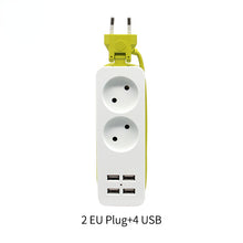Load image into Gallery viewer, Plug Power Strip Socket Splitter Wall Multiple Socket Portable 4 USB Port HUB for Mobile Phone Tablet 1200W 250V,1.5m Cable