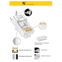 Load image into Gallery viewer, 5/10 Pieces CAT7 Metal Shielded RJ45 Connectors Modular Plug - Cat 7 8P8C Network RJ 45 Cable Crimp Ethernet Connector