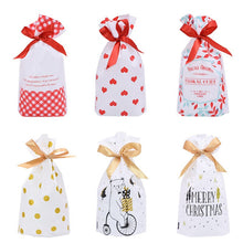 Load image into Gallery viewer, 5/10pcs Candy Cookies Gift Bags With Ribbon Snack Biscuit Baking Package Wedding Birthday Party Decoration Christmas Gift Bags