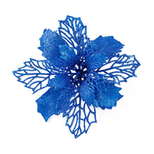 Load image into Gallery viewer, 5/10pcs Christmas Artifical Flowers Hollow Out Glitter Xmas Tree Ornaments Fake Flower Navidad New Year Decorations Home Party