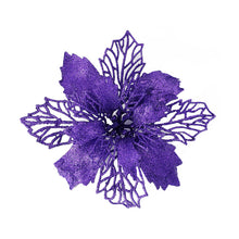 Load image into Gallery viewer, 5/10pcs Christmas Artifical Flowers Hollow Out Glitter Xmas Tree Ornaments Fake Flower Navidad New Year Decorations Home Party