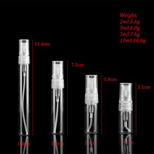 Load image into Gallery viewer, 5pcs/pack 2ML 3ML 5ML 10ML Clear Mini Perfume Glass Bottle Empty Cosmetics Bottle Sample Test Tube Thin Glass Vials Amber