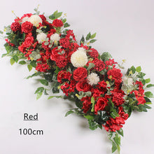 Load image into Gallery viewer, 100CM DIY Wedding Flower Wall Arrangement Supplies Silk Peonies Rose Artificial Flower Row Decor Wedding Iron Arch Backdrop