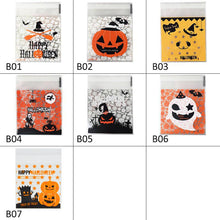 Load image into Gallery viewer, 50/100pcs Halloween Plastic Candy Bags Gift Cookie Bags Biscuits Snack Packaging Bags Happy Halloween Party Decoration Supplies