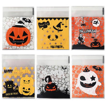 Load image into Gallery viewer, 50/100Pcs Leuke Cartoon Snoep Zakken Halloween Koekje Taart Tassen Party Decorating Plastic Zak Gunsten Verjaardag Pouch levert