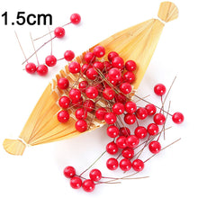 Load image into Gallery viewer, 50/100pcs/Lot mini plastic berry artificial flower red cherry pearlescent stamen wedding Christmas Cake Box Wreaths Decoration