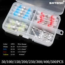 Load image into Gallery viewer, 50 ~ 500Pcs Boxed Solder Seal Wire Connectors 3:1 Shrink Tube Insulated Electric Wire Terminals Butt Splice Connector Waterproof