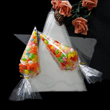 Load image into Gallery viewer, 50pcs/Lot DIY Candy Bag Wedding Favors Birthday Party Decoration Sweet Cellophane Transparent Cone Storage With Organza Pouches