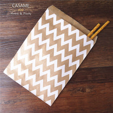 Load image into Gallery viewer, 50pcs/ Lot treat candy bag high quality Party Favor Paper Bags Chevron Polka Dot Stripe Printed Paper craft Bags Bakery Bags