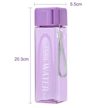 Load image into Gallery viewer, 500ml New Square Plastic Water Cup Simple Transparent Water Cup Outdoor Water Sports Cold Juice Cup Portable Portable Water Cup