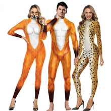 Load image into Gallery viewer, Halloween Cosplay Fox Costumes Suit Fashion 3D Animal Leopard Print Women Costume Jumpsuit Sexy Bodysuits