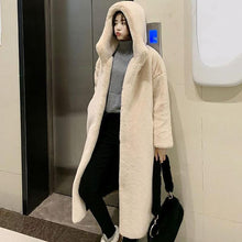 Load image into Gallery viewer, Women's Autumn and Winter Coat Hooded Jacket, Long-sleeved Faux Solid Color Fur Coat, Warm and Elegant Loose Casual Jacket
