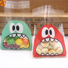 Load image into Gallery viewer, 50PCS 7X7CM 3Colors Cute Cartoon Monster Cookie&Candy Bag Self-Adhesive Plastic Bags For Biscuits Snack Baking Package Supplies