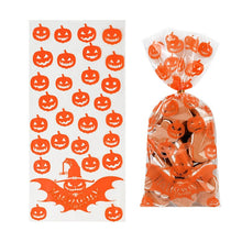 Load image into Gallery viewer, 50Pcs Hallwoeen Pompoen Schedel Kat Snoep Tas Transparante Cellofaan Voedsel Plastic Pack Gift Bags Halloween Party Decor