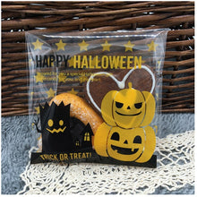 Load image into Gallery viewer, 50pcs Happy Halloween Cookie Candy bread packaging bags self-adhesive plastic bags for biscuits snack baking package 10X10+3cm