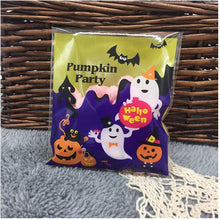 Load image into Gallery viewer, 50pcs Happy Halloween Cookie Candy bread packaging bags self-adhesive plastic bags for biscuits snack baking package 10X10+3cm