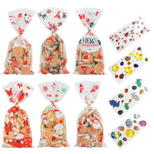 Load image into Gallery viewer, 50pcs Santa Claus Christmas Tree Elk Plastic Gift Bags for Christmas Gift Baking Candy Cookie Easter Egg Rabbit Packaging Bags