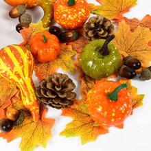 Load image into Gallery viewer, 50Pcs/Lot Mini Simulation Pumpkin Gourd Maple Leaf Pine Cones Props Happy Halloween Harvest Thanksgiving Party Home Decoration