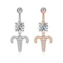 Load image into Gallery viewer, Navel Belly Button Rings Bar Surgical Steel Crystal 12 Constellations Dangle Body Piercing Gift