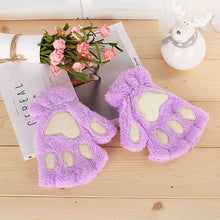 Load image into Gallery viewer, Cute Cartoon Cat's Paw Gloves Unisex Thickened Half Finger Gloves Student Bear Paw Glove