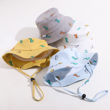 Load image into Gallery viewer, Summer Children Bucket Hat Cartoon Dinosaur Print Girls Boys Panama Fisherman Hat Outdoor Kids Sun Beach Cap