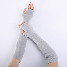 Load image into Gallery viewer, Solid Color Fine Yarn Soft Fashionable Warm Open Finger Cashmere Half Finger Arm Sleeve Gloves