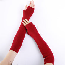 Load image into Gallery viewer, Solid Color Fine Yarn Soft Fashionable Warm Open Finger Cashmere Half Finger Arm Sleeve Gloves