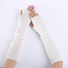 Load image into Gallery viewer, Solid Color Fine Yarn Soft Fashionable Warm Open Finger Cashmere Half Finger Arm Sleeve Gloves