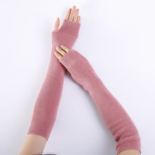 Load image into Gallery viewer, Solid Color Fine Yarn Soft Fashionable Warm Open Finger Cashmere Half Finger Arm Sleeve Gloves