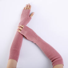 Load image into Gallery viewer, Solid Color Fine Yarn Soft Fashionable Warm Open Finger Cashmere Half Finger Arm Sleeve Gloves