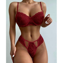 Load image into Gallery viewer, Women's Floral Lace Lingerie Sets Sexy Lace Bra and Panty Underwear Set