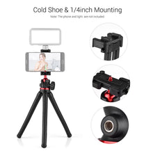 Load image into Gallery viewer, Flexible Octopus Phone Tripod 360 Degree Rotatable with 14 Screw Thread Integrated Phone Clamp Cold