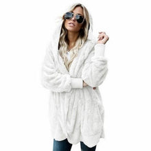 Load image into Gallery viewer, Ladies Fashion Hooded Coat Female Loose Fur Cardigan Coat Women Faux Fur Coat Autumn Winter Warm Jacket Outwear Long Coat