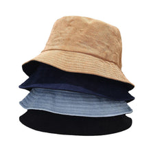 Load image into Gallery viewer, Autumn Winter Bucket Hat Solid Fisherman Hat Corduroy Sun Hat Reversible Hip-Hip Cap Foldable Cheapu Hunting Hat Fishing Cap